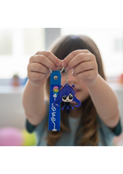 3 Boyutlu Mavi Saçlı Kız Anahtarlık