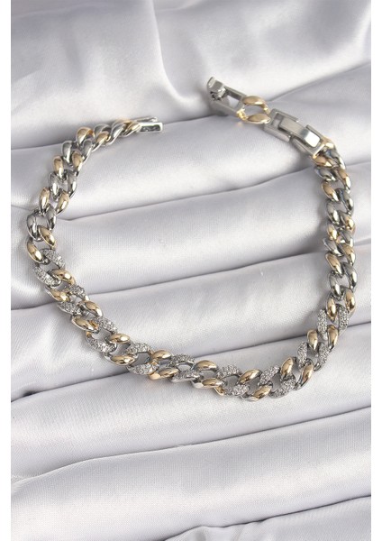 Pirinç Mix Renk Zirkon Taşlı Zincir Model VIP Seri Kadın Bileklik - Lisinya