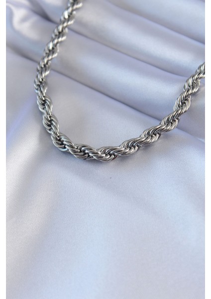 316L Çelik Gümüş Renk Burgu Model 45 cm Kadın Kolye - Lisinya