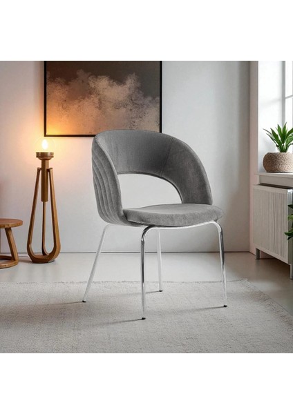 Boston S91 Sandalye (2 Adet) – Antrasit Kumaş, Krom Metal Ayak fiyatları