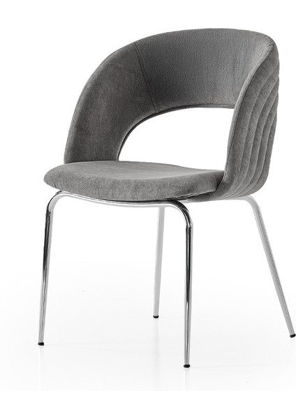 Boston S91 Sandalye (2 Adet) – Antrasit Kumaş, Krom Metal Ayak modelleri