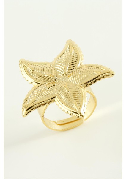 Ds-Derin Çiçek Metal Yüzük-Gümüş Rengi