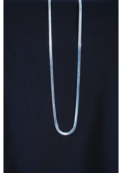 İtalyan Çelik Kolye 45cm 4mm Paslanmaz Gümüş