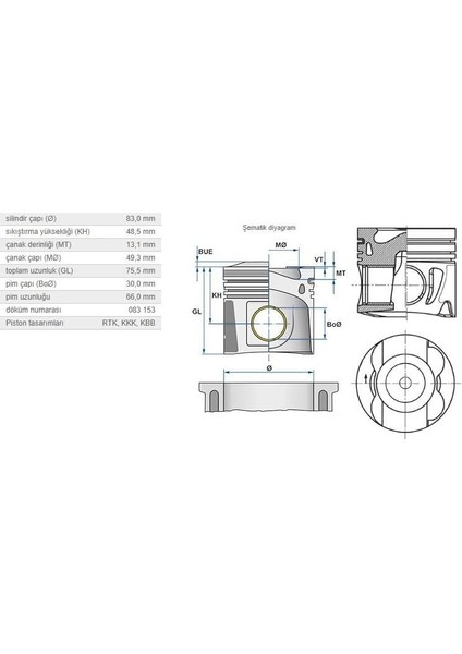 Piston 83,00MM M.benz 651 08-