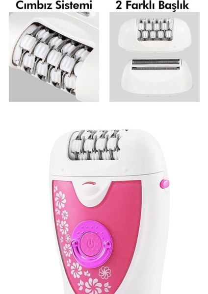 Pembe Renkli Epilasyon Cihazı, 2 Başlık, Güçlü ve Hafif Tasarım modelleri