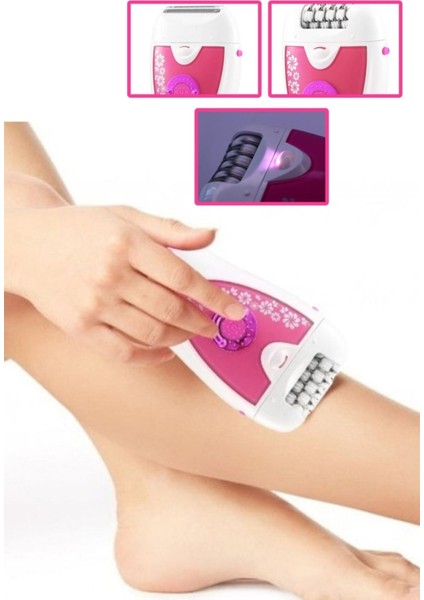 Pembe Renkli Epilasyon Cihazı, 2 Başlık, Güçlü ve Hafif Tasarım