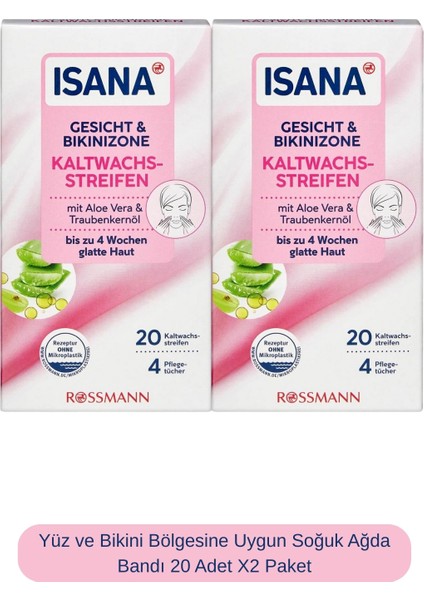 Soğuk Ağda Bandı 20 Adet X2 Paket, Yüz ve Bikini Bölgesi Için Uygun