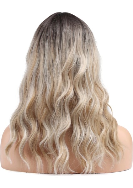 Dalgalı Kısa Perçemli Fiber Sentetik Peruk - Kahve / Platin Ombre ve Röfleli indirimleri