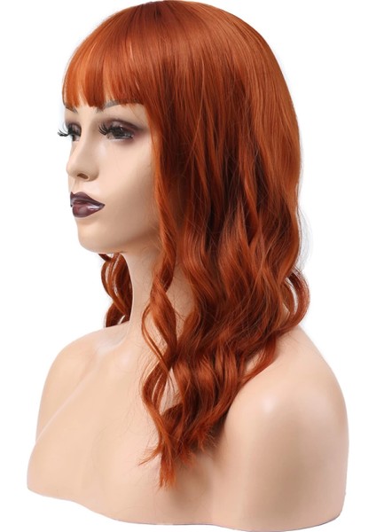 Dalgalı Kısa Perçemli Fiber Sentetik Peruk - Bakır modelleri