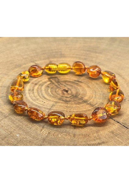 Karamel Rengi Damla Kehribar Bileklik Yetişkin Şıklığı