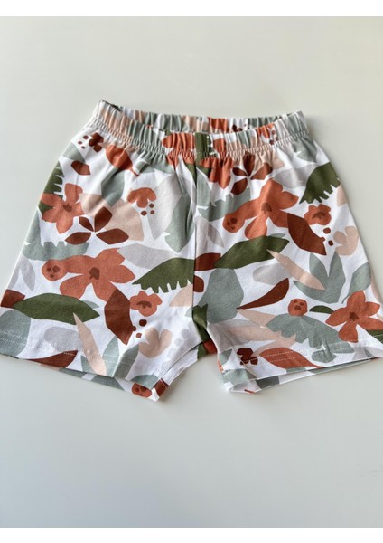 Kiremit Çiçekli Desen Yazlık %100 Pamuk Şort