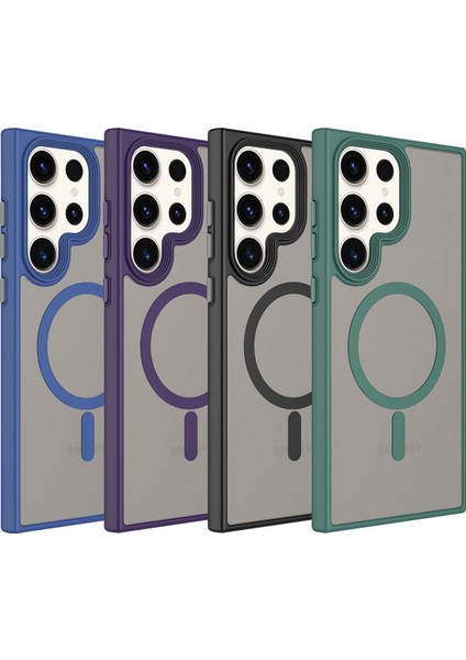 Galaxy S23 Ultra Kılıf Mat Arka Yüzey Wireless Şarj Özellikli Frms Flet Magsafe Kapak-Yeşil fiyatları