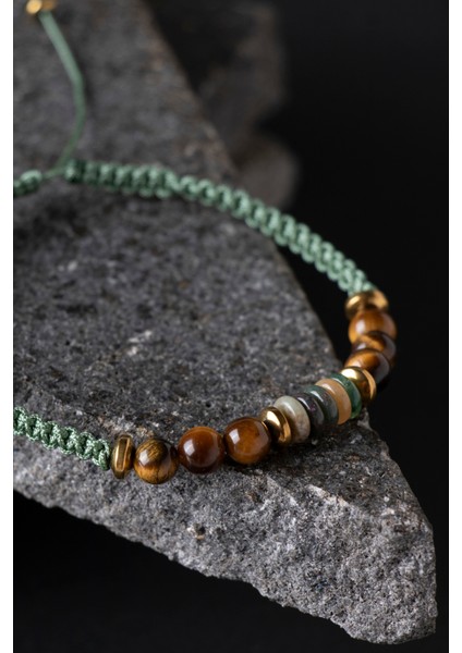 Yeşil Doğal Taşlı Örgü Bileklik, Şık ve Enerjik Tasarım. fırsatları