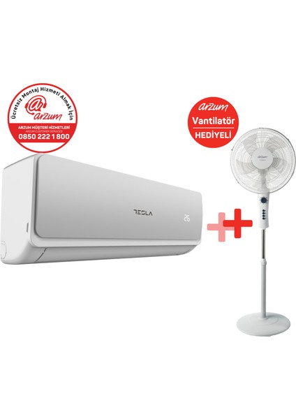12.000 Btu Duvar Tipi Split Klima Seti Beyaz (Arzum AR070 Vantilatör Hediyeli)
