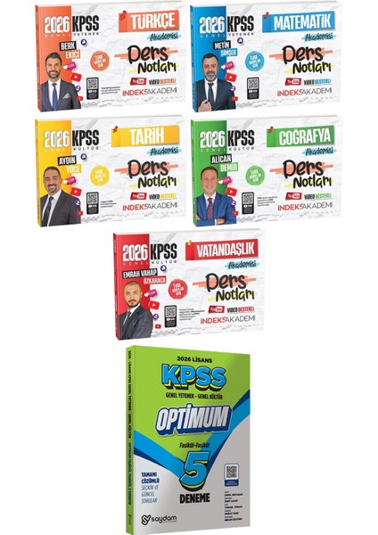 2026 Kpss Türkçe Matematik Tarih Coğrafya Vatandaşlık Akademisi Ders Notları - Lisans Optimum 5 Deneme