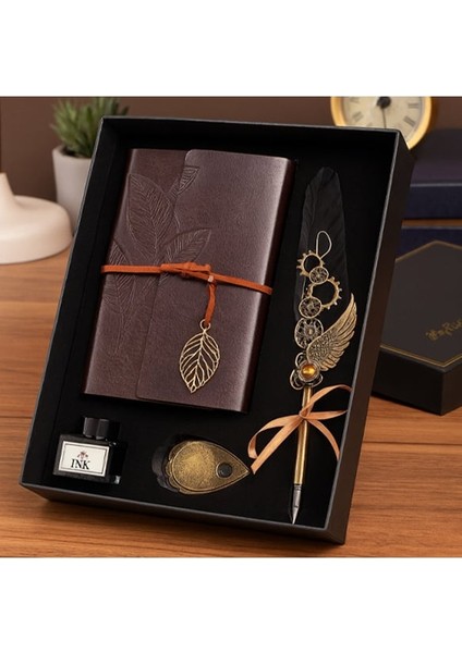 Kişiye Özel Mor Renk Divit Hokka Defter ve Tüylü Kalem Seti modelleri