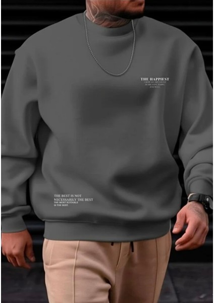 Punıx Büyük Beden Yüksek Kalite Dijital Baskılı 3 Iplik Kışlık Bisiklet Yaka Yeni Sezon Erkek Sweatshırt