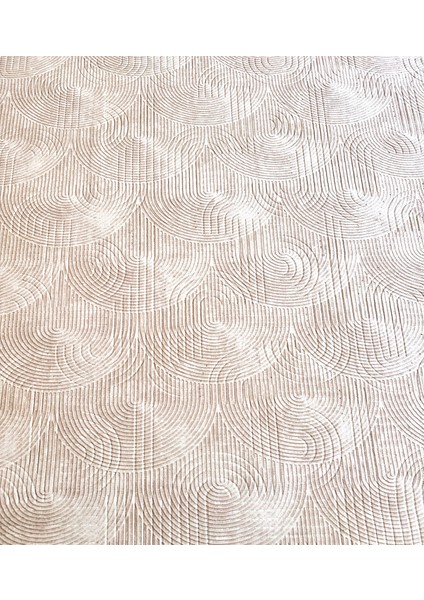 Yıkanabilir Leke Tutmaz Kaymaz Tabanlı Kesme Kabartmalı Salon Koridor Mutfak Halısı Bej