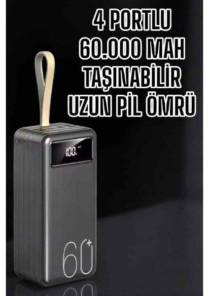 Ds-Derin Powerbank 60.000 Mah Hızlı Şarj 4 Çıkışlı Uzun Şarj Süreli Dijital Göstergeli