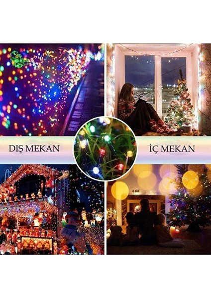 Solar Güneş Enerjili Dış Mekan Bahçe 8 Modlu 12 Metre 100 LED Rgb Aydınlatma modelleri