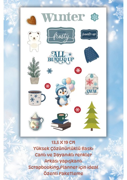 4'lü Winter /kış /kar Temalı Sticker Planner Ajanda Bullet Journal Için Uygun Set fiyatları