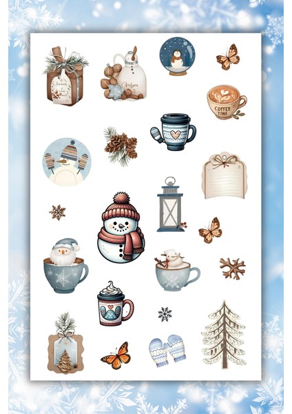 4'lü Winter /kış /kar Temalı Sticker Planner Ajanda Bullet Journal Için Uygun Set modelleri