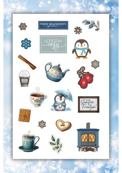 4'lü Winter /kış /kar Temalı Sticker Planner Ajanda Bullet Journal Için Uygun Set fırsatları