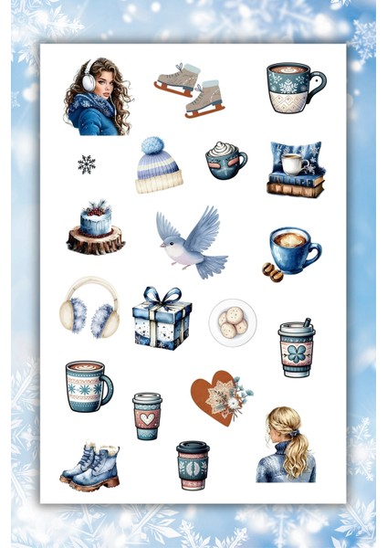 4'lü Winter /kış /kar Temalı Sticker Planner Ajanda Bullet Journal Için Uygun Set indirimleri