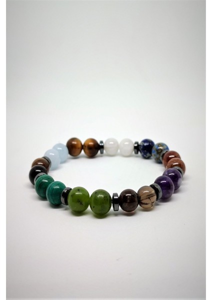 Doğal Taşlı Çok Renkli Panik Atak Koruyucu Bileklik, Sertifikalı Şifa Taşı Seçeneği fiyatları
