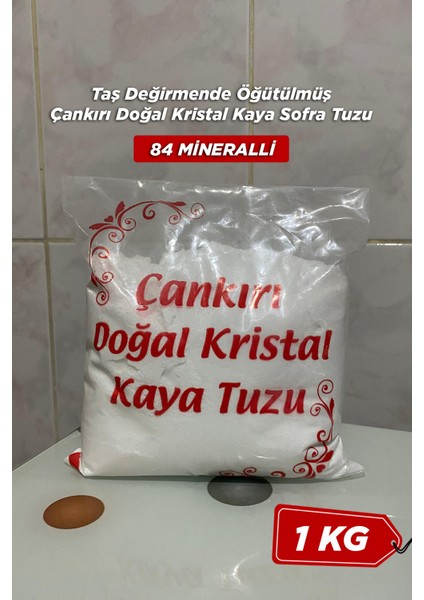 Doğal Kristal Kaya Sofra Tuzu 1 Kg, Taş Değirmende Öğütülmüş, Sağlıklı ve Lezzetli