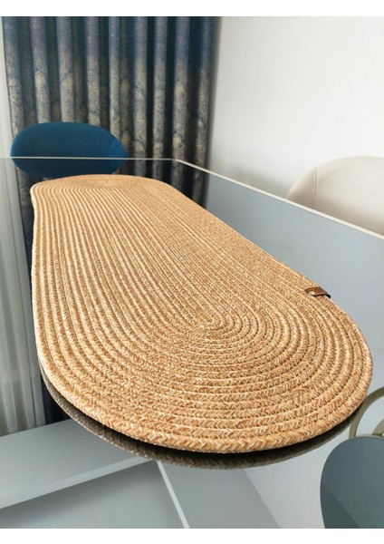 Doğal Jüt ve Hasır Runner, Masa ve Sehpa Örtüsü, Şık ve Zarif Tasarım