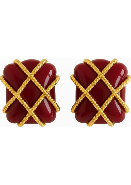 Çelik Kare Vintage Küpe