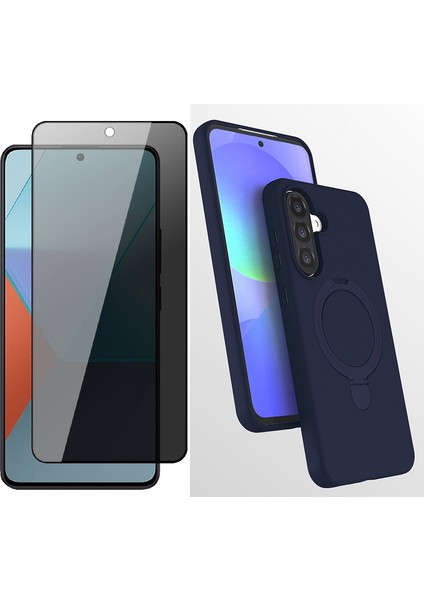 Samsung Galaxy A56 Kılıf M-Safe Şarj Özellikli Standlı Zore Samara Kapak + Privacy Hayalet Ekran Koruyucu