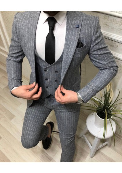 Damat Slim Fit Renk Seçenekleriyle Mono Yaka Tek Yırtmaçlı Astarlı Takim Elbise Kombinli