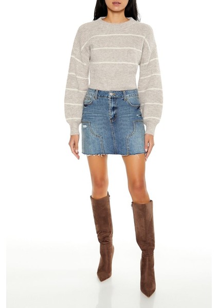 Çizgili Belden Oturtmalı Kazak fırsatları