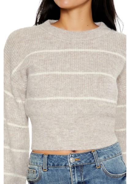 Çizgili Belden Oturtmalı Kazak indirimleri