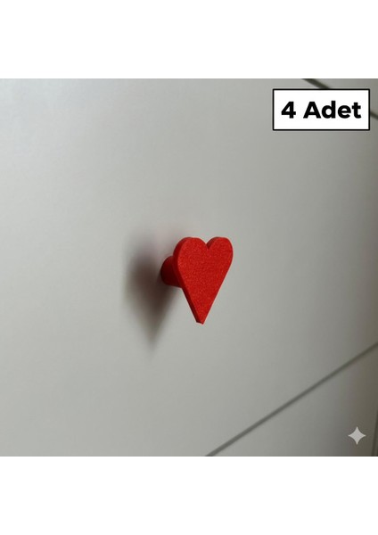 Kalp Mobilya Kulpu 4 Adet