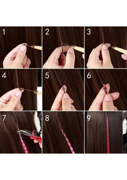 Fiber Sentetik Boncuk Kaynaklık Renkli Saç - Koyu Gri - 100 Adet modelleri