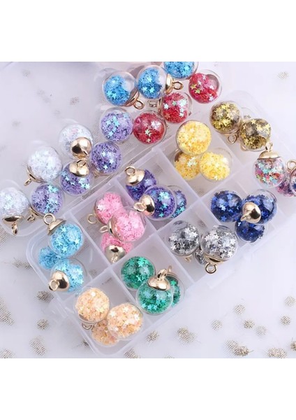 8'li Renkli Yıldızlı Top Takı Seti, Kolye ve Küpe Ucu, Şık ve Hafif Seçenekler