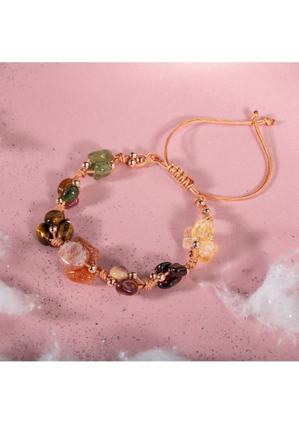 Çok Renkli Doğal Taş Makrome Bileklik, Aslan Burcu Için Şık ve Enerjik Tasarım modelleri