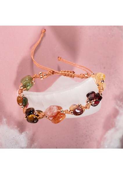 Çok Renkli Doğal Taş Makrome Bileklik, Aslan Burcu Için Şık ve Enerjik Tasarım fırsatları