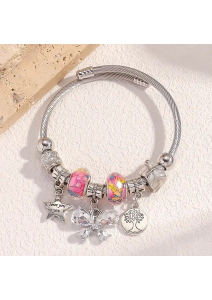 Pandora Tarz , I Love You Kelebek Hayat Ağacı Charmlı Gümüş Bileklik, Ahşap Kutu Içerisinde fiyatları