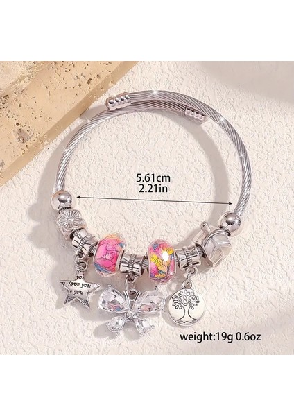 Pandora Tarz , I Love You Kelebek Hayat Ağacı Charmlı Gümüş Bileklik, Ahşap Kutu Içerisinde fırsatları