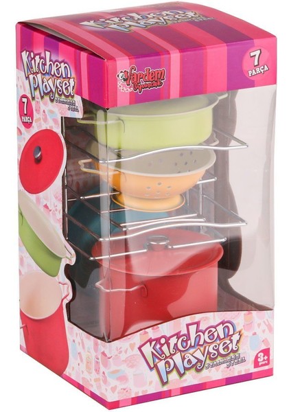 ATF-683G-5 Renkli Raflı Emaye Tencere Tava Seti 7 Parça -Vardem Oyuncak fiyatları