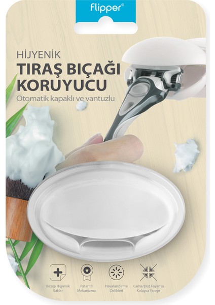 Hijyenik Tıraş Bıçağı Koruma Kabı, Beyaz, Güvenle Kullanışlı ve Şık Tasarım