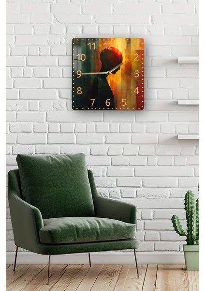 Soyut Siluet Temalı Temperli Cam Kare Saat 33X33 cm Ebadında Uv Baskı - KCS068 fiyatları