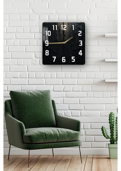 Siyah Dokulu Endüstriyel Temperli Cam Kare Saat 33X33 cm Ebadında Uv Baskı - KCS063 fiyatları