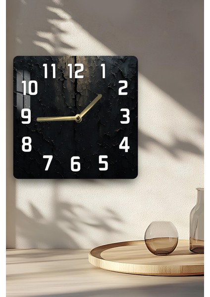 Siyah Dokulu Endüstriyel Temperli Cam Kare Saat 33X33 cm Ebadında Uv Baskı - KCS063 indirimleri