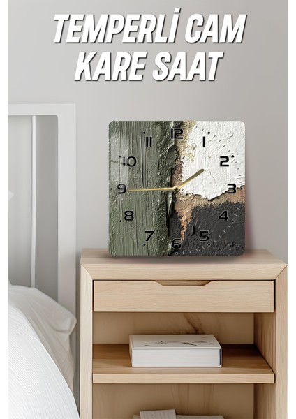Soyut Doku Desenli Temperli Cam Kare Saat 33X33 cm Ebadında Uv Baskı - KCS029 fırsatları