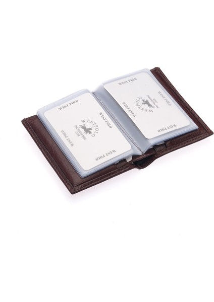 Hakiki Deri Kağıt Para ve Bol Şeffaf Kart Bölmeli Unisex Kartlık - Kahverengi fırsatları